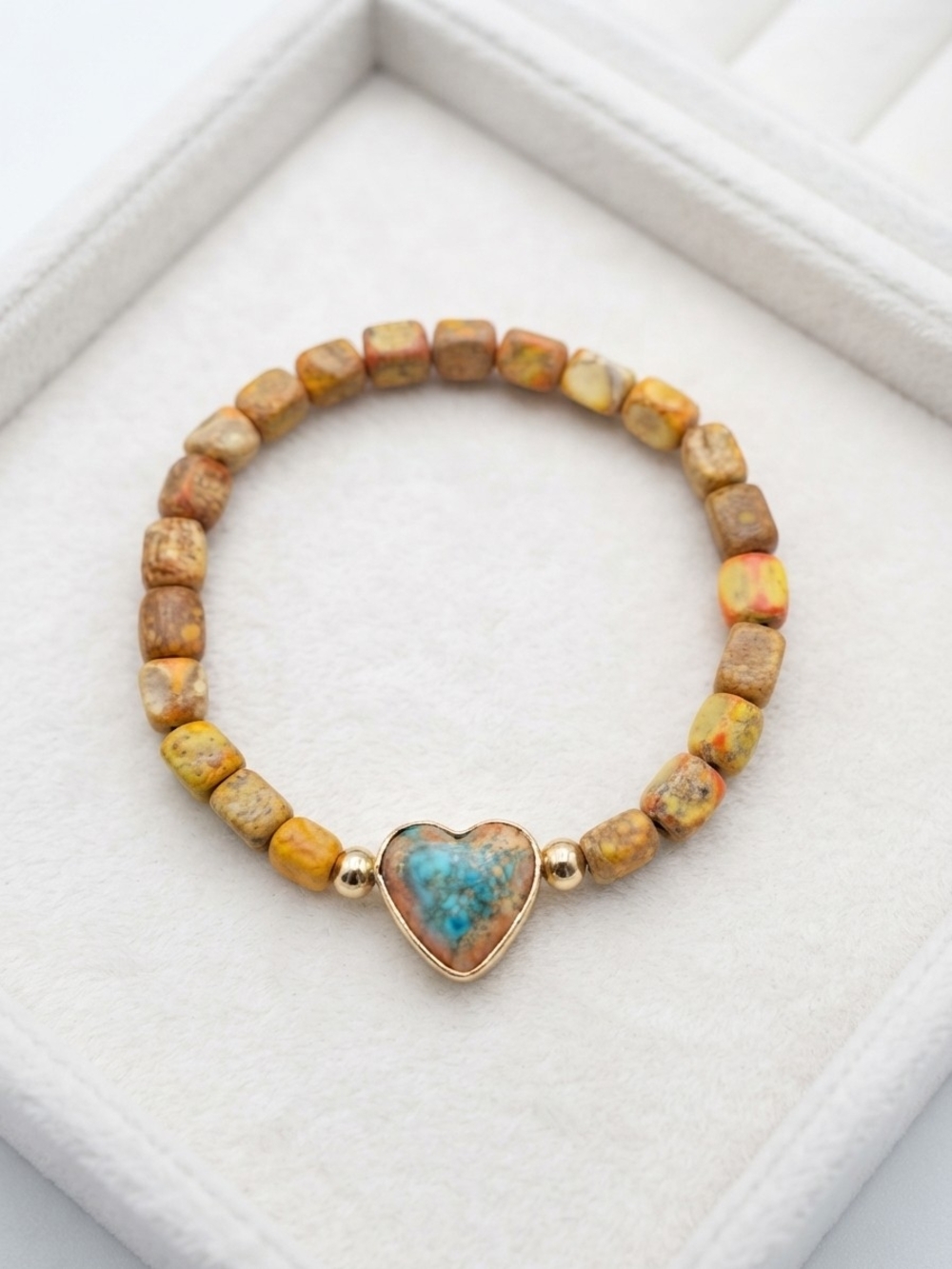 Handmade Natural Jasper Beaded Stretch Bracelet
